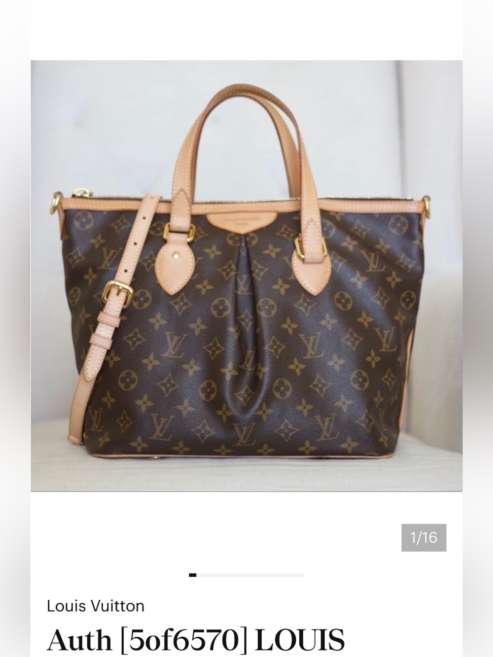 Auth [5of6570] LOUIS VUITTON Handbag Monogram Palermo PM M40145 Brown [Pre-o...